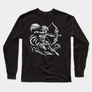 Shadow Warrior Graphic Tee | Female Mystical Archer Long Sleeve T-Shirt